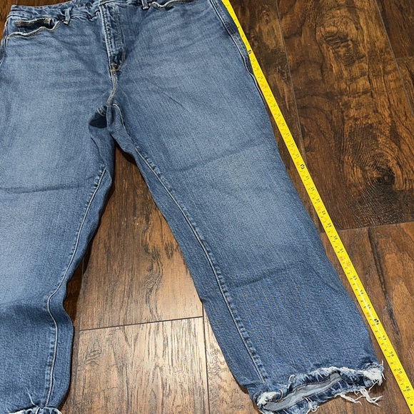 Good American Good Curve Straight Indigo Blue Frayed Hem Stretch Jeans 18 - Picture 6 of 10